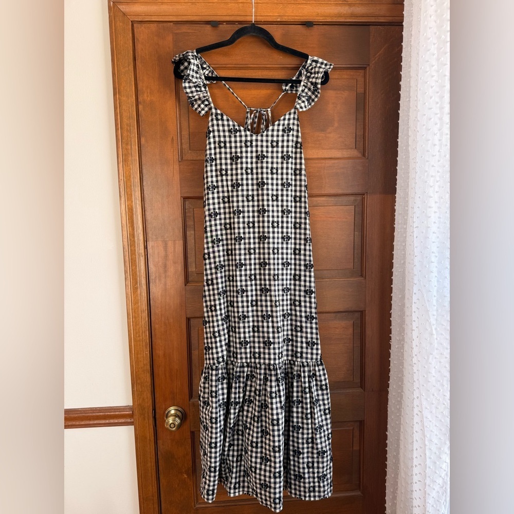 Madewell Ruffle-Hem Tent Midi Dress in Clip Gingham - Picture 5 of 9